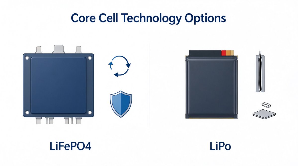 LiFePO4 and LiPo cell options for custom battery packs