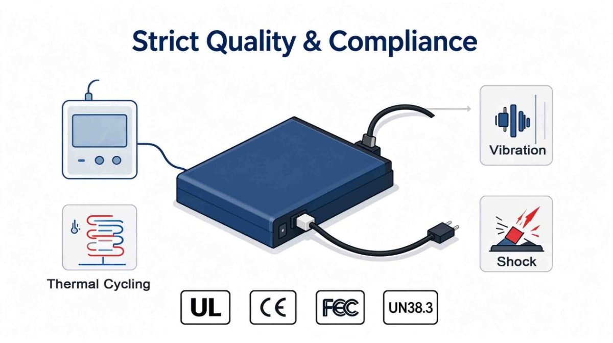 Battery pack safety testing and quality certification lab