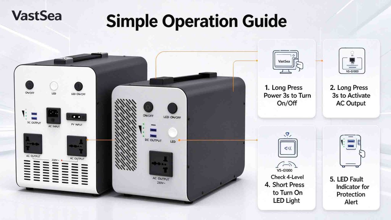 VastSea VSG1 series portable power station size weight and package contents